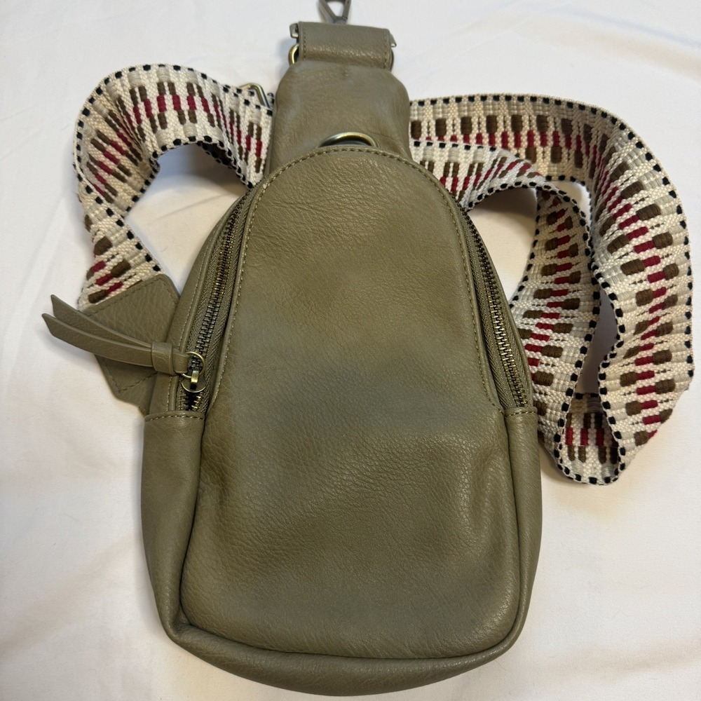 Anthropologie Urban Originals Olive Green Crossbody Sling Bag w/ Woven Strap